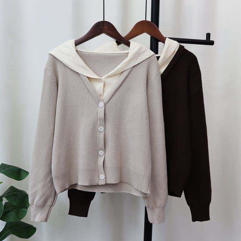 【outer】切り替えニットカーデ　M25438