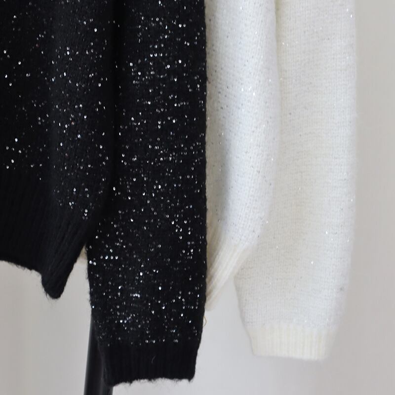 【tops】ビジューリボン付きニットセーター　M28375