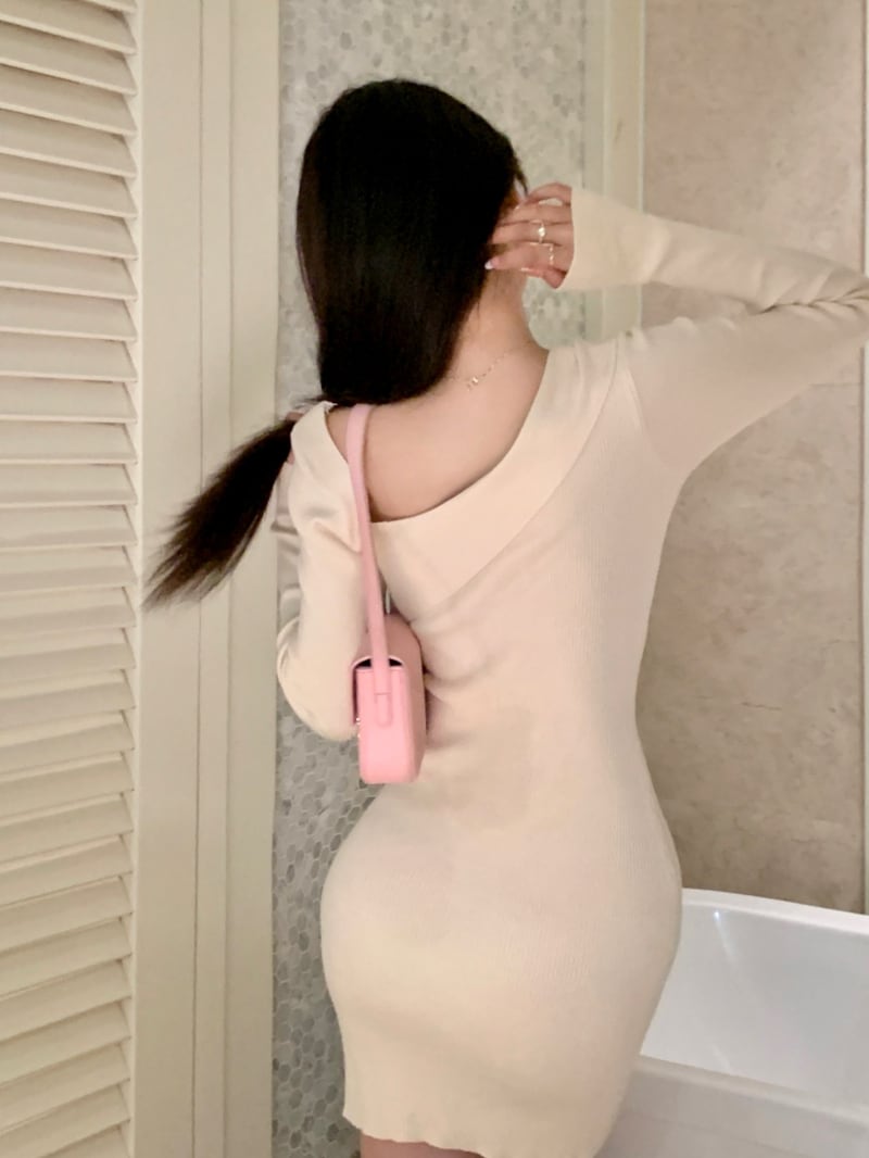 【dress】ボートネックニットワンピース G19208