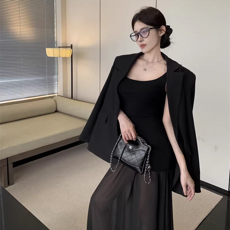 【dress】チュールドッキングロングキャミワンピース Q8154