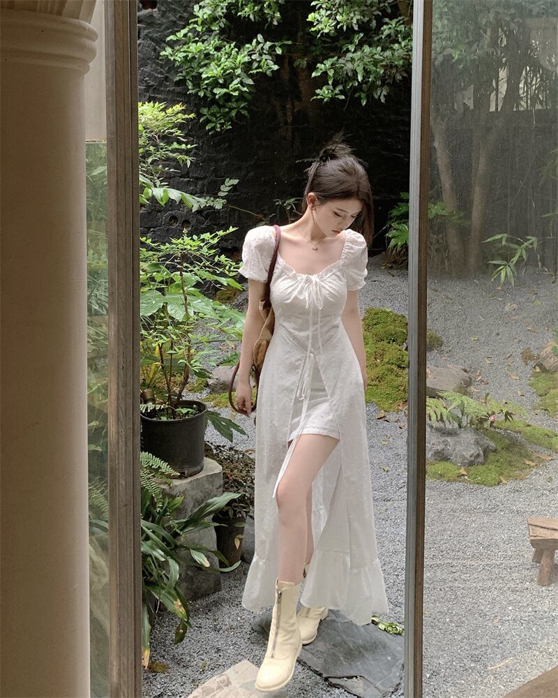 【dress】フリル スリットワンピース G20382