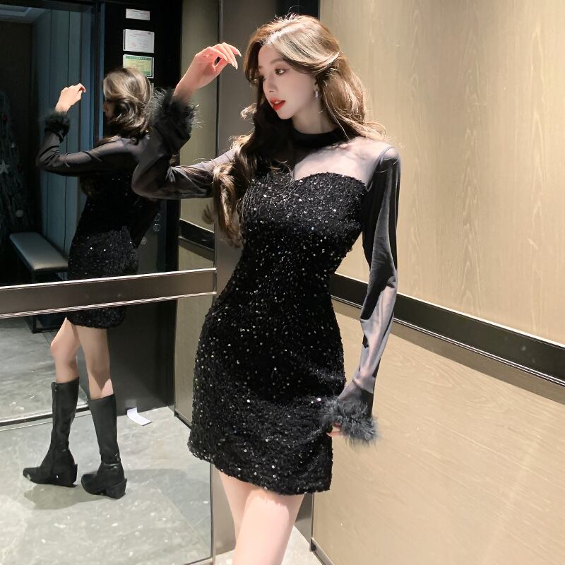 【dress】スパンコールワンピース　M27559