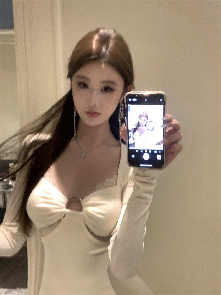 【dress】レース切り替えワンピース　M29607