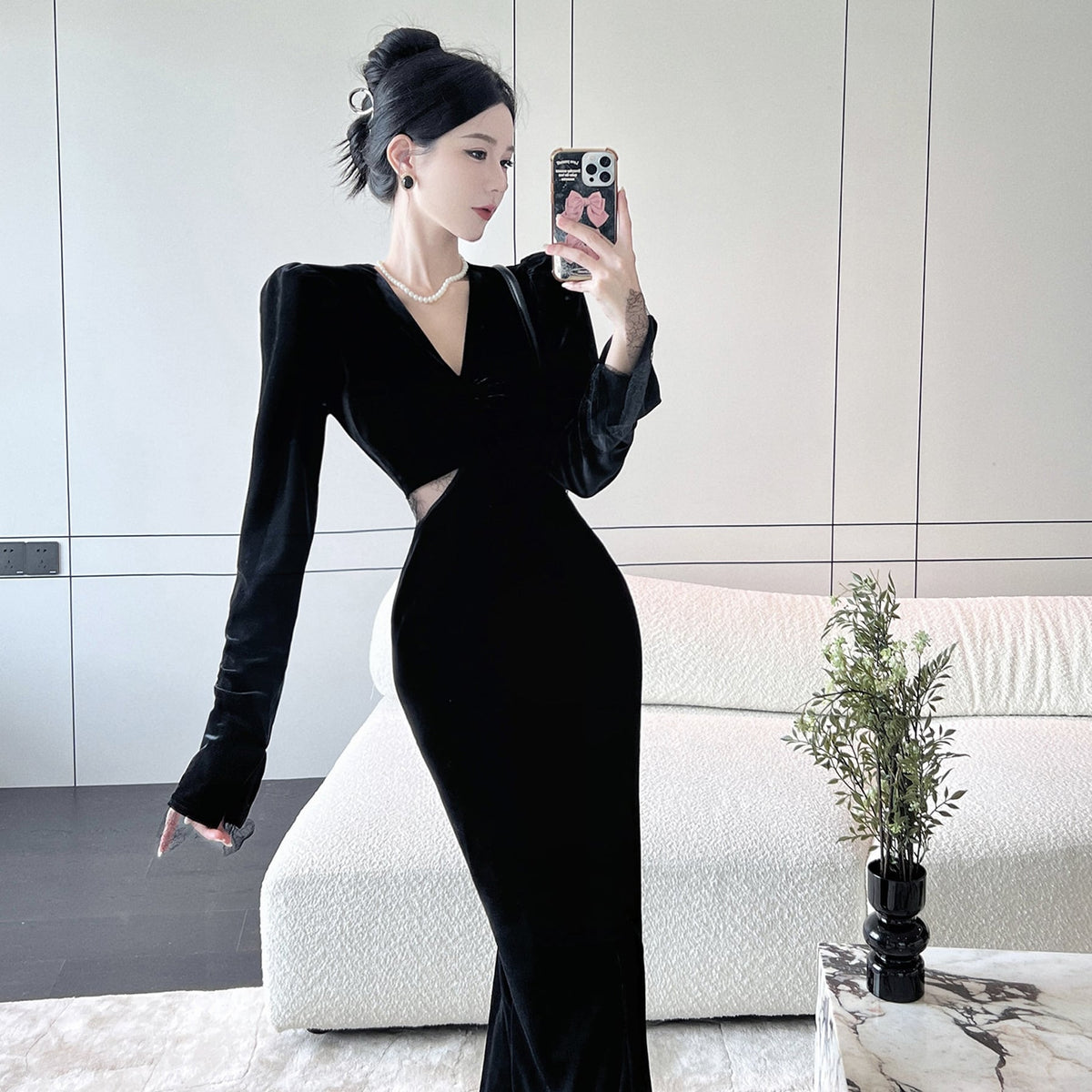【dress】レース切り替えデートワンピース　M27255