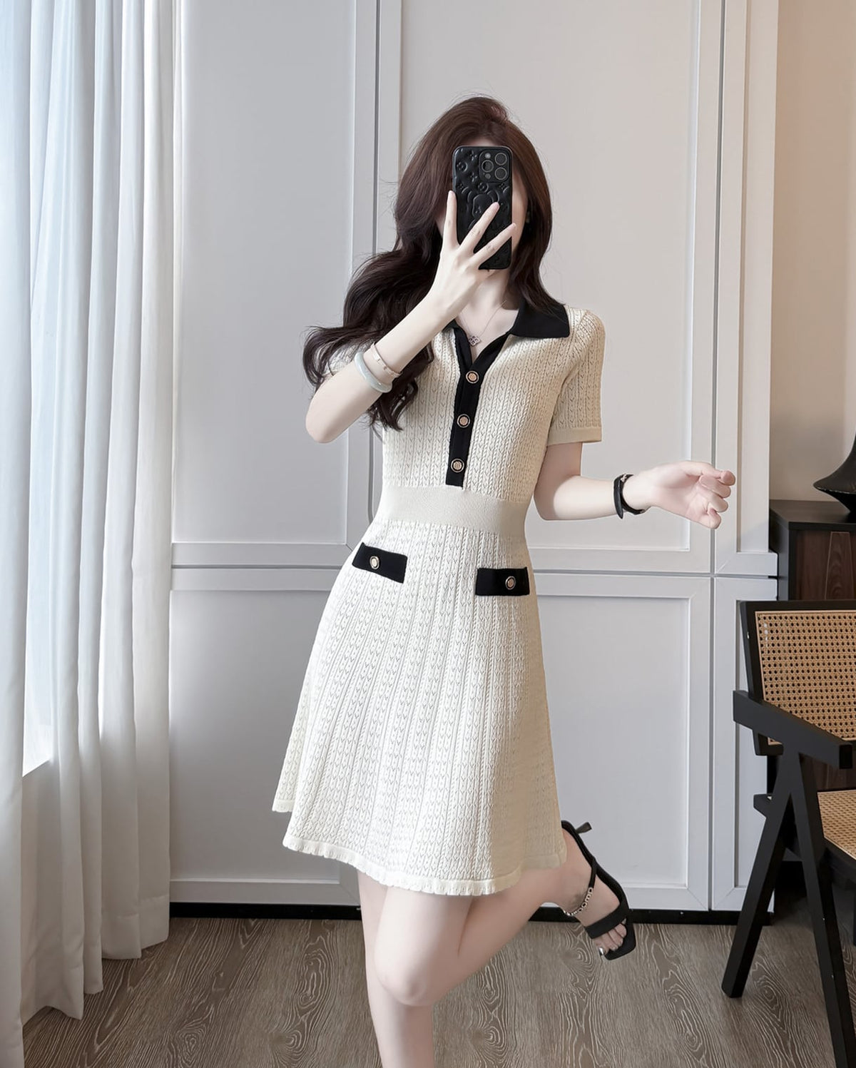 【dress】Aラインニットワンピース Q8468