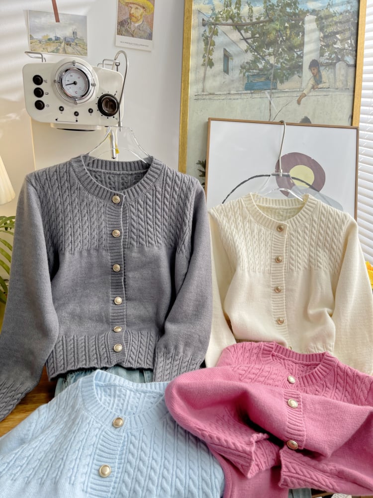 【outer】クルーネックニットカーデ　M25884