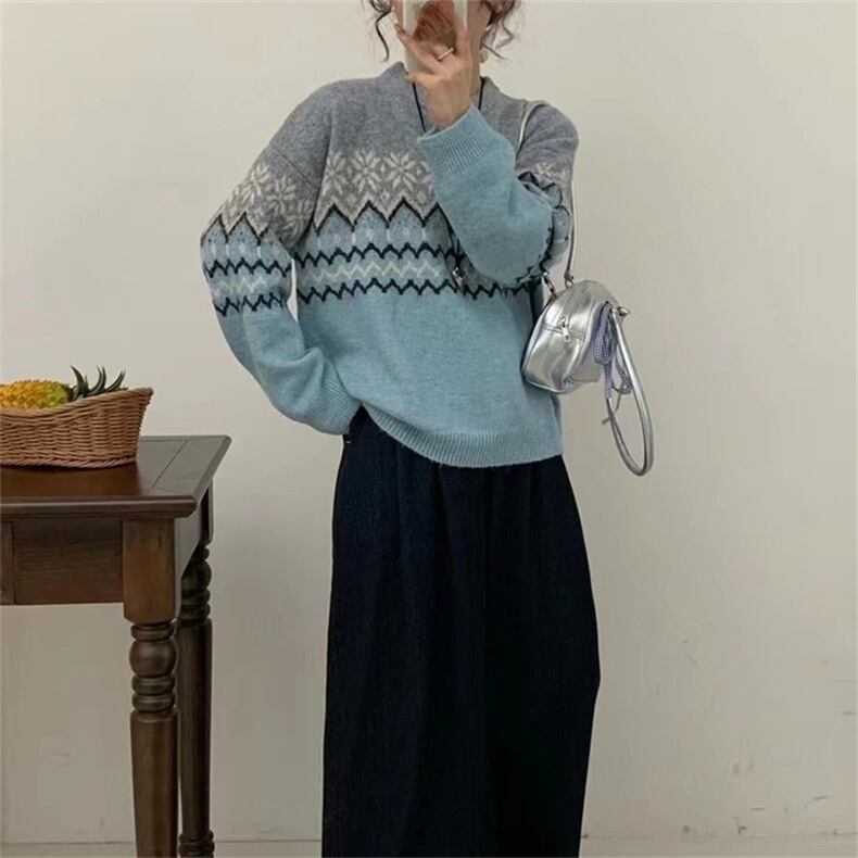 【tops】ジャカードニットセーター　M27137
