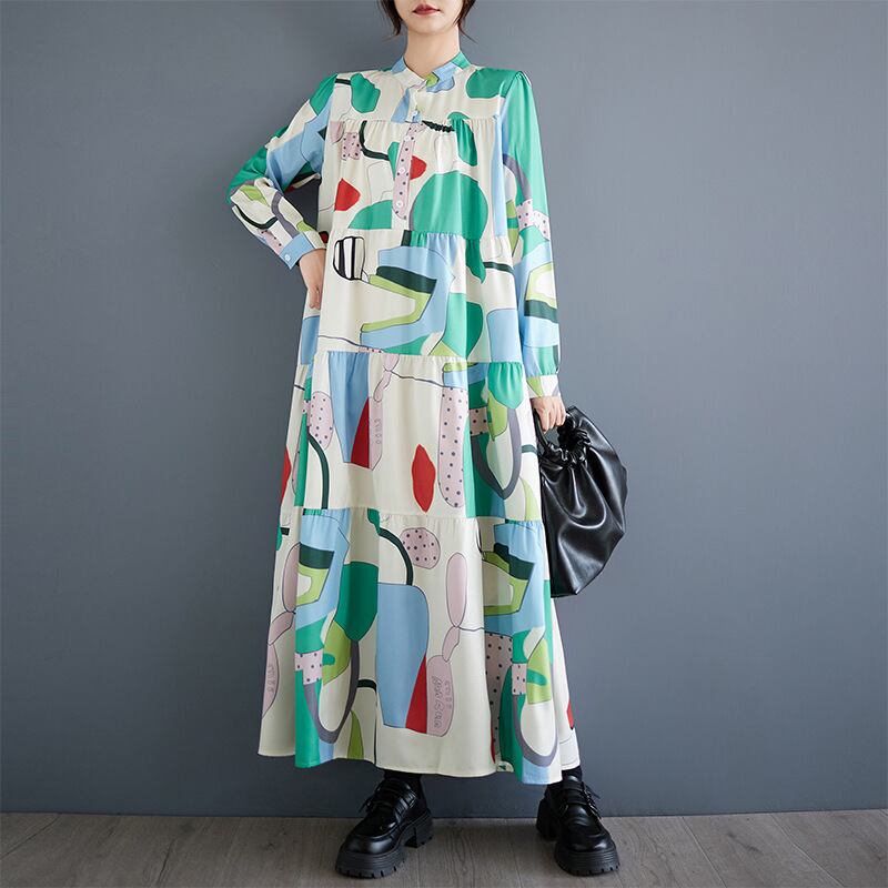 【dress】プリントカジュアルワンピース
