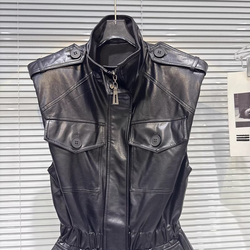 【outer】ロングPUベスト Q7746