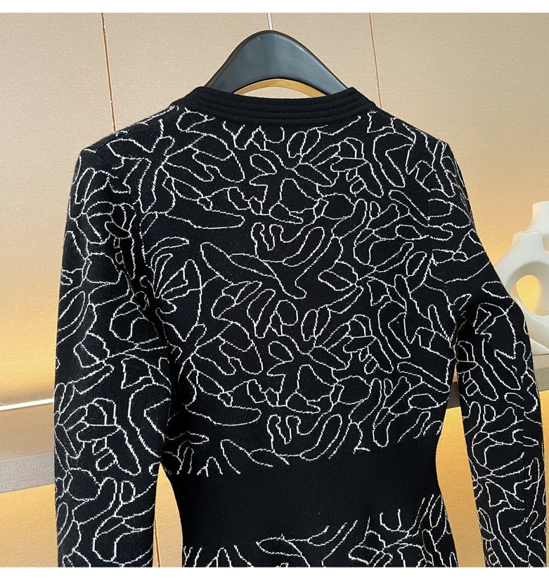 【dress】ジャカードVネックニットワンピース　M27683