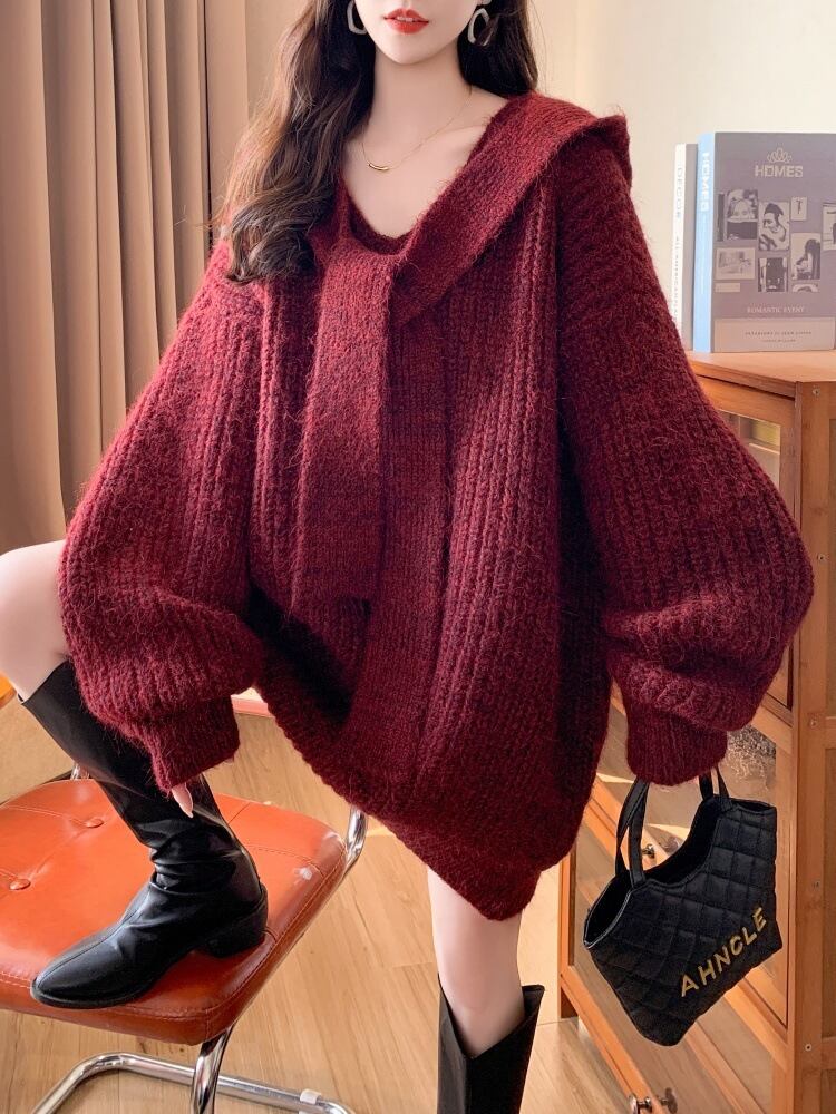 【tops】ニットセーターマフラー付き　M28947