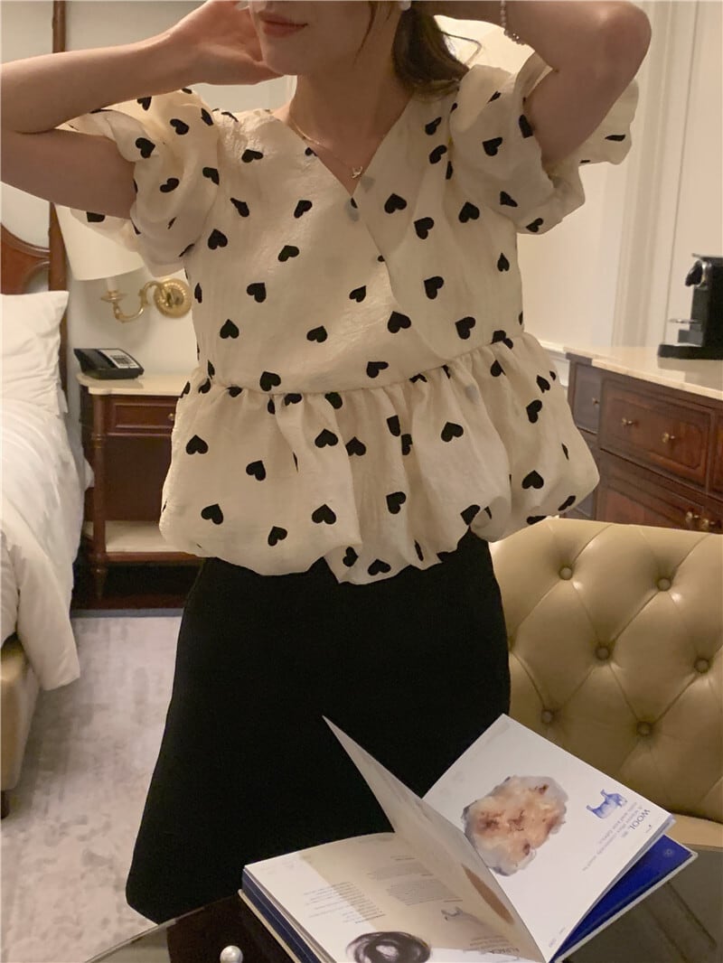 【tops】ハート柄トップス　M25215