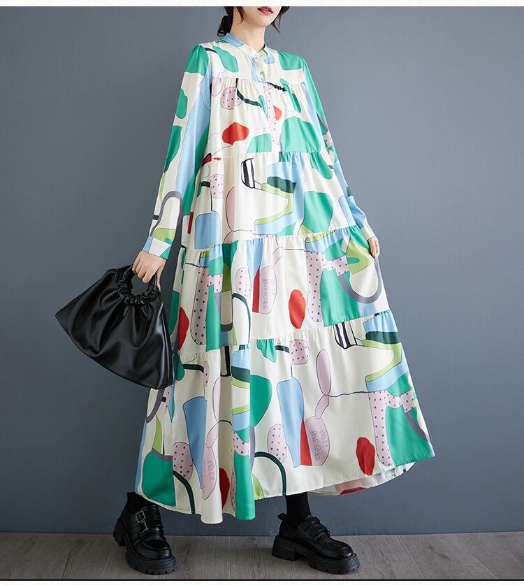 【dress】プリントカジュアルワンピース