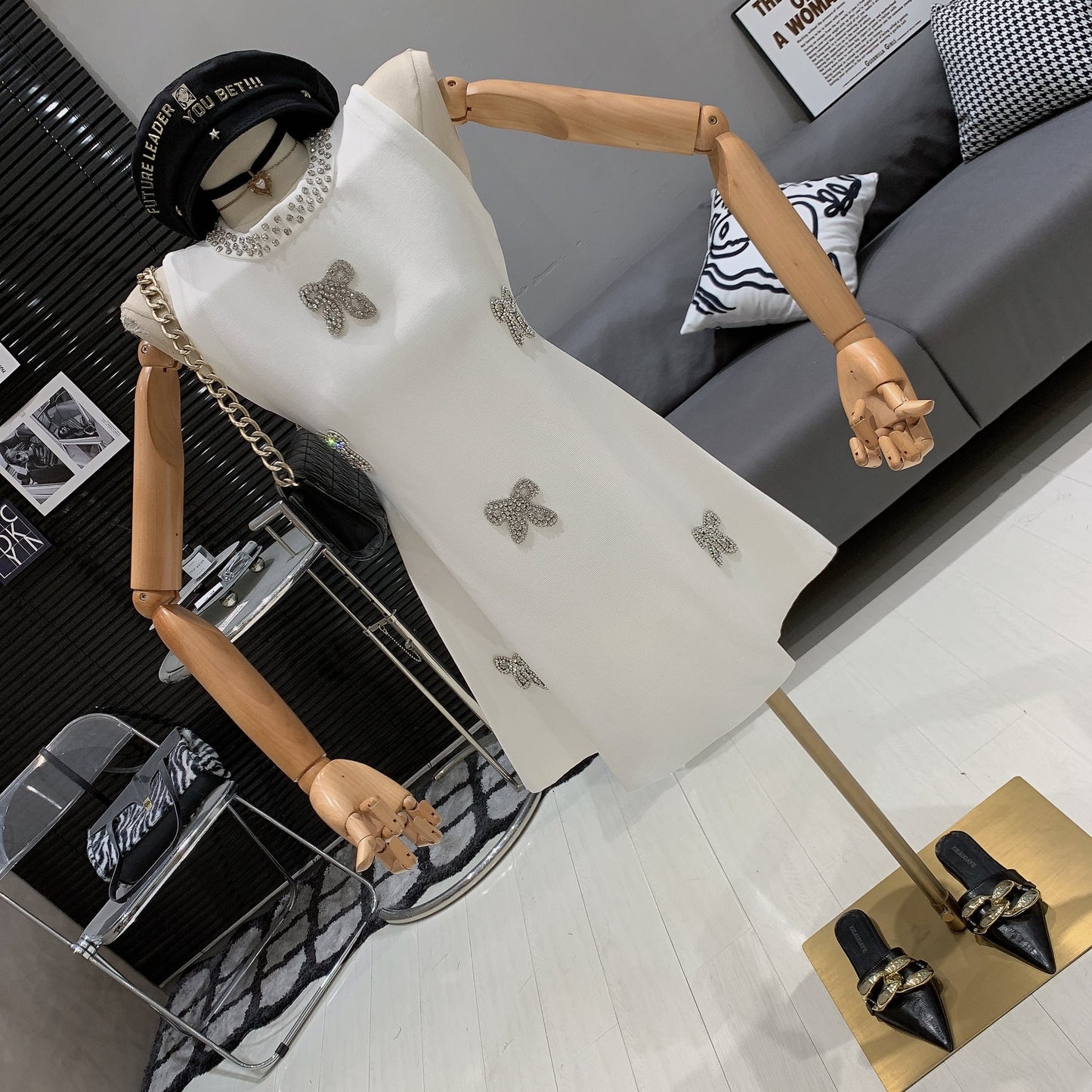 【dress】ビジューノースリーブワンピース　M29969