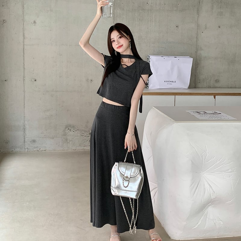 【set】Tシャツ×ロングスカートセット　M24192