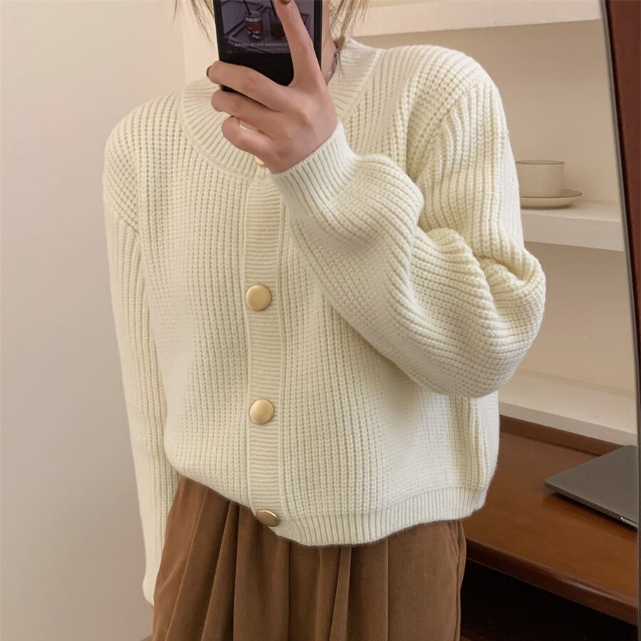 【outer】クルーネックニットカーデ　M18817