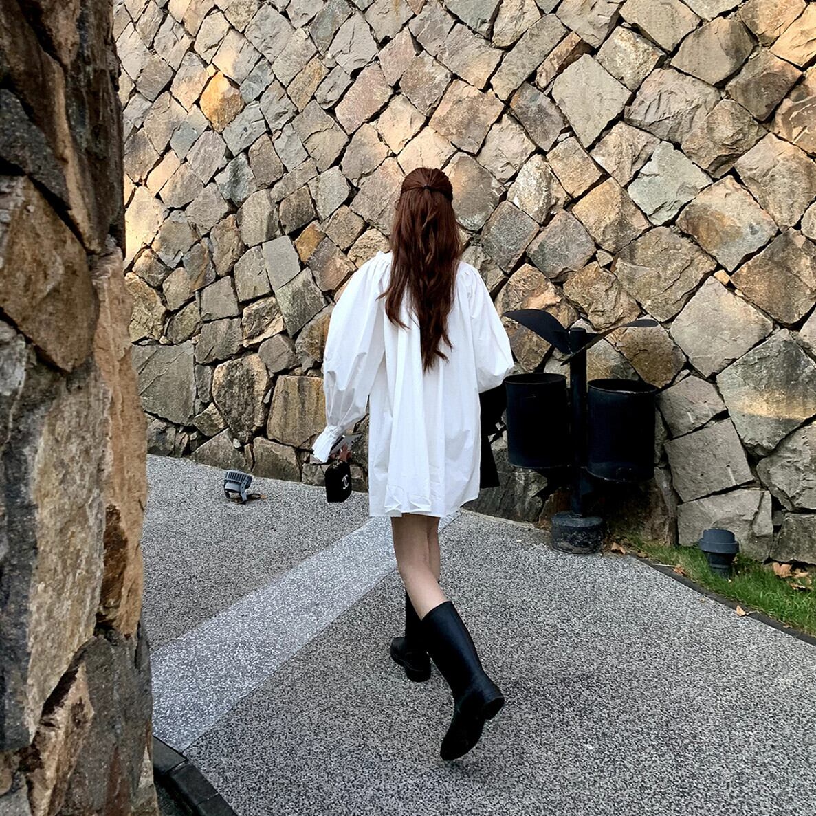 【dress】ビッグリボンシャツワンピース　N3412