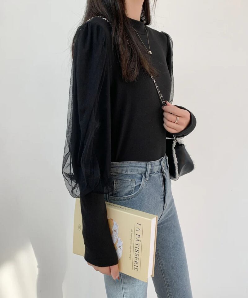 【tops】メッシュランタンスリーブTシャツG20261