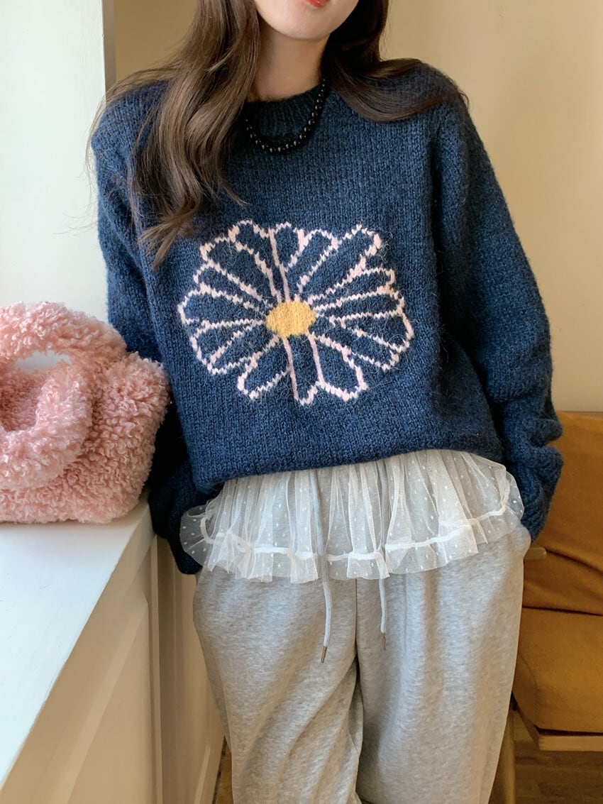 【tops】刺繍ニットセーター　M28269