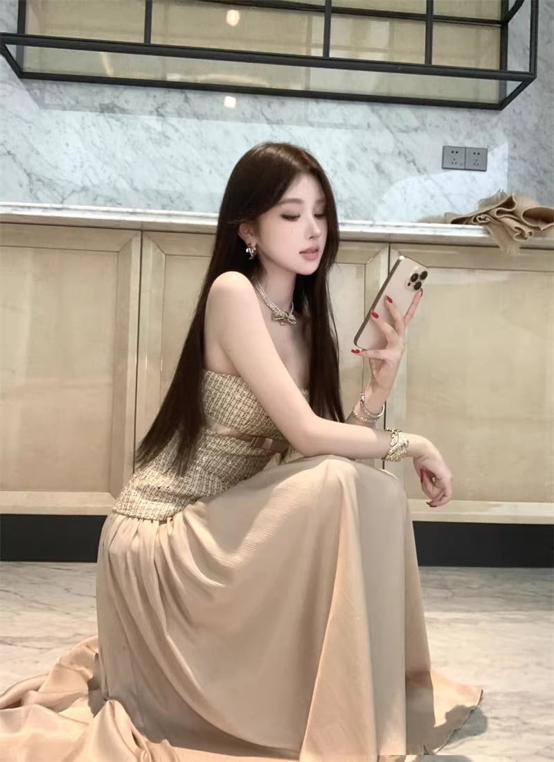 【dress】ロングチューブワンピース Q8461
