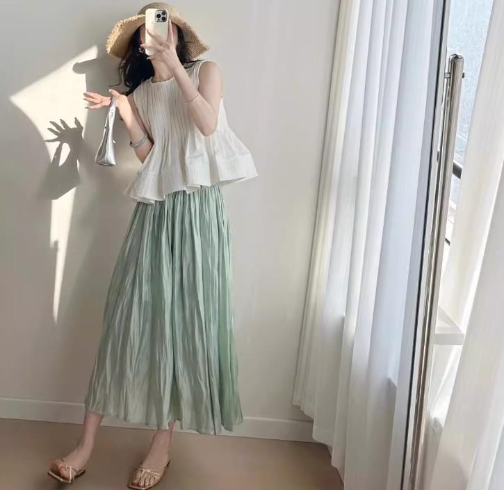 【set】ペプラムタンクトップ+スカート２点セットF7440