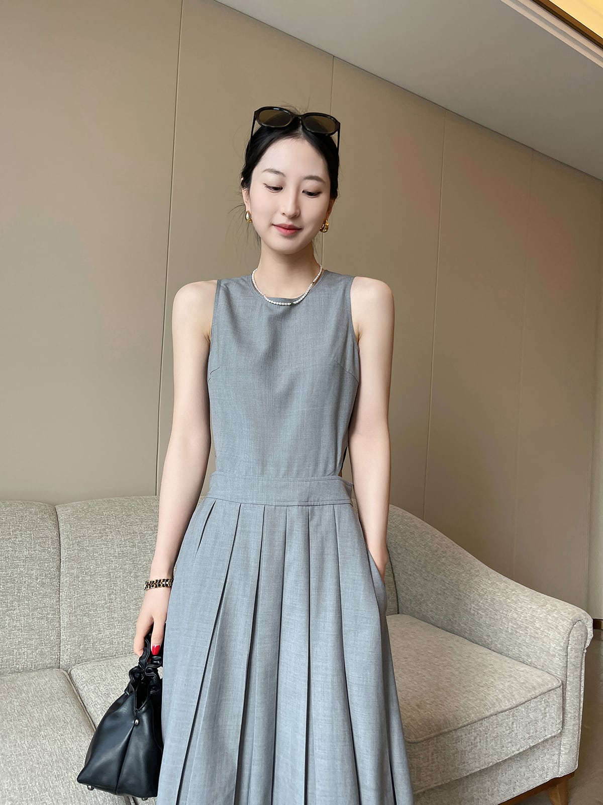 【dress】ウエストカットプリーツワンピース　N2993
