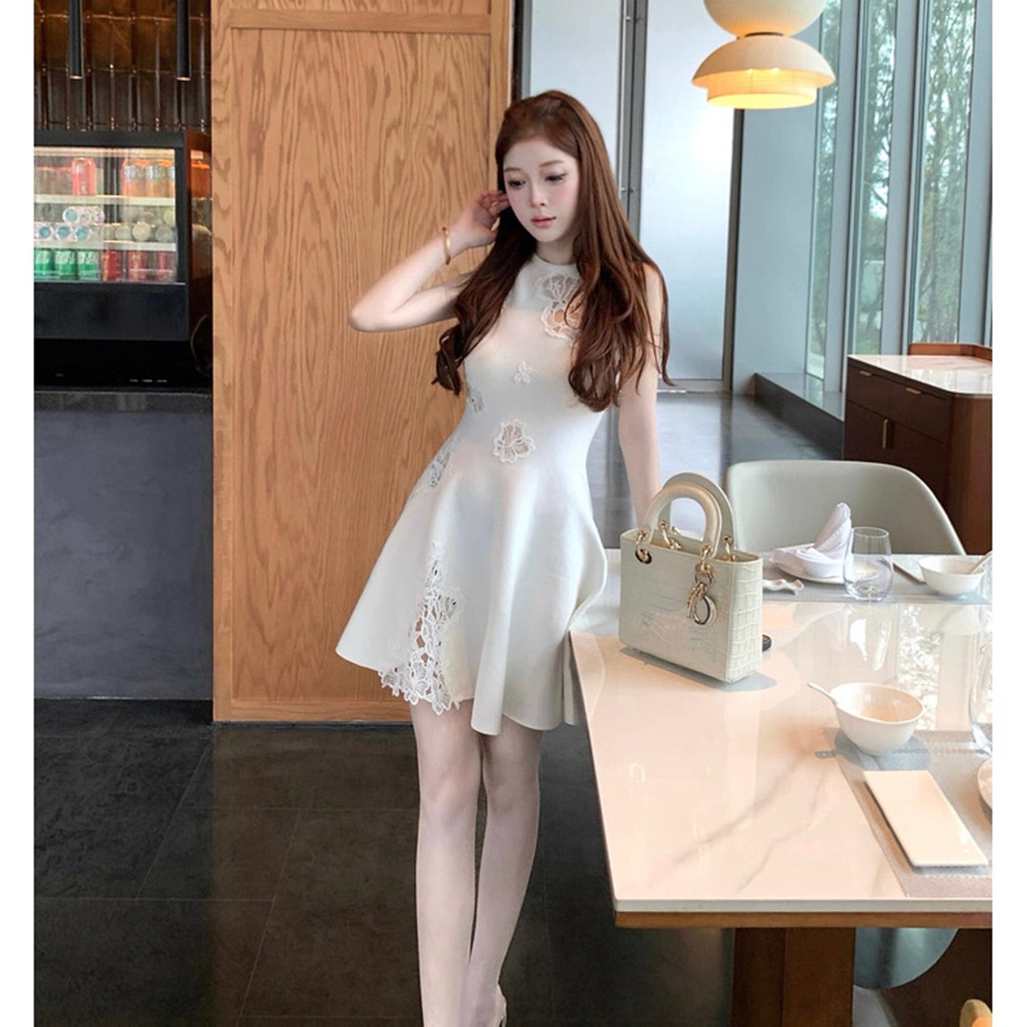 【dress】レースドッキングミニワンピース　N3564