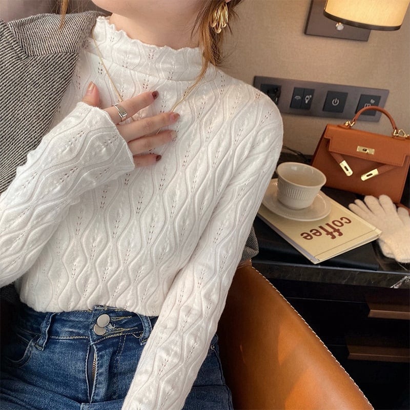【tops】無地ニットトップス　M26439