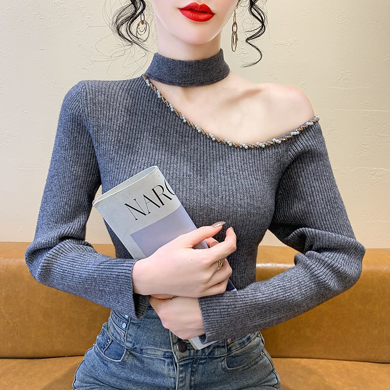 【tops】オフショルダーニットトップス　M27516