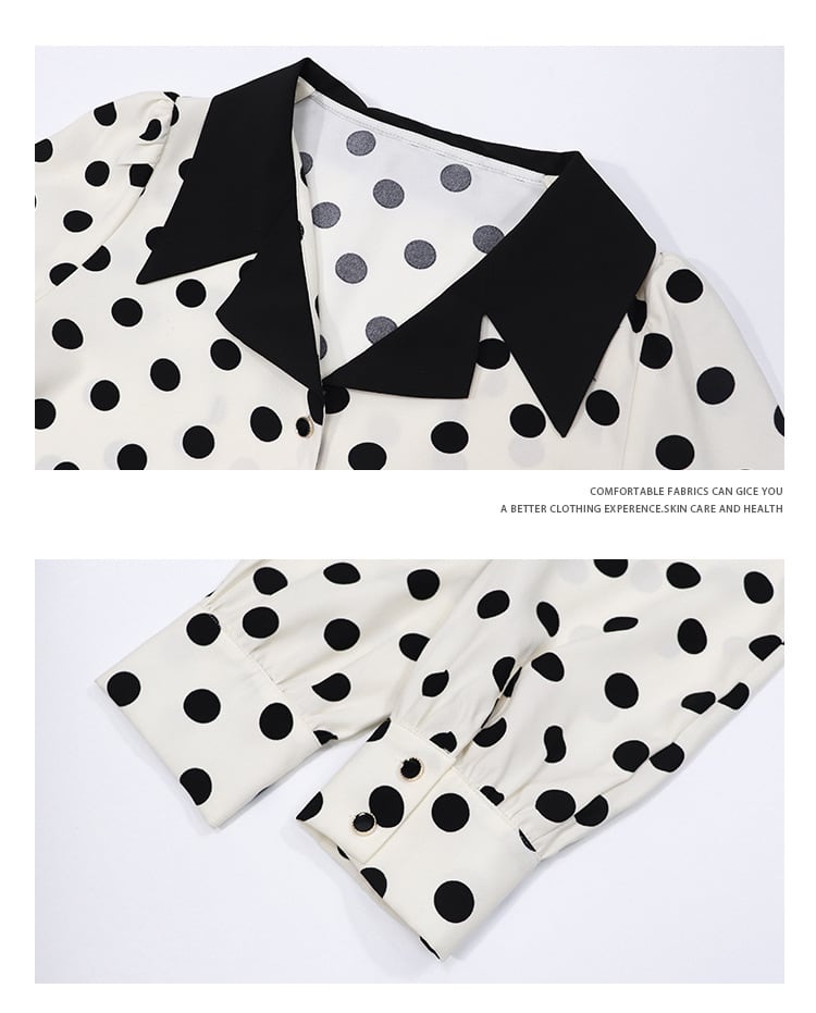 【tops】ドット柄シャツトップス　M25272