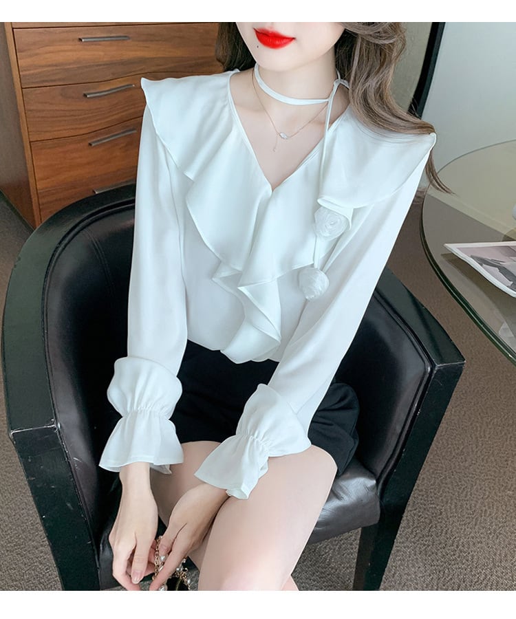 【tops】フリルシャツトップス　M25769