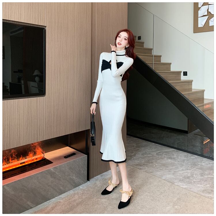 【dress】ドッキングニットワンピース　M18779