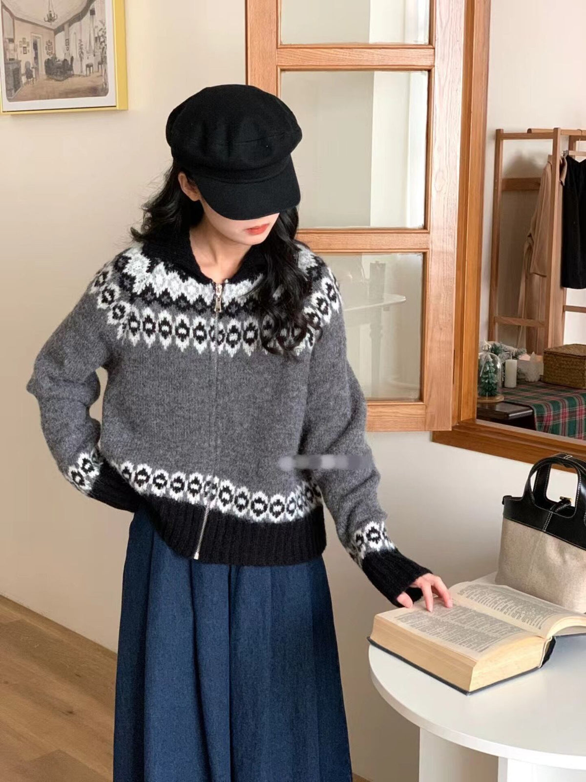 【outer】ファスナーニットカーデ　M27117