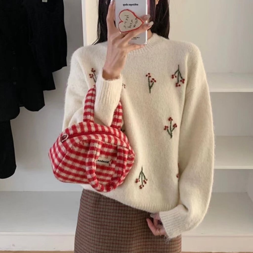 【tops】刺繍ニットセーター　M29042