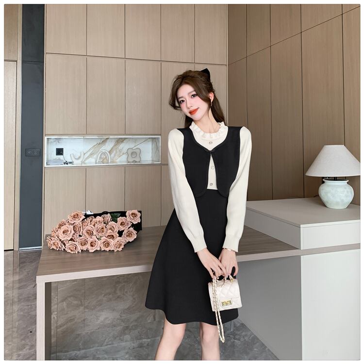 【dress】ドッキングニットワンピース　M18711