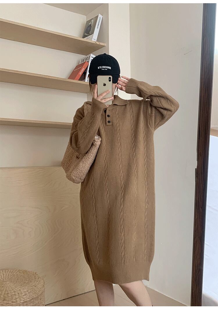 【dress】POLOネックニットワンピース　M18757