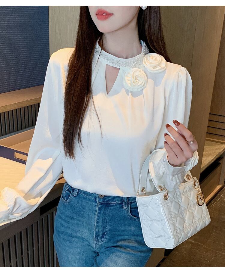 【tops】立体フラワーシャツトップス　M28972
