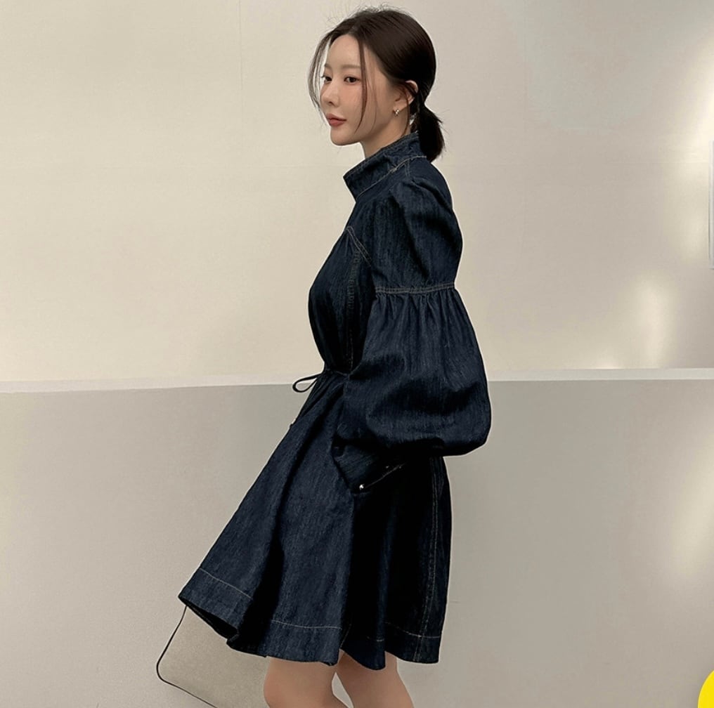 【dress】リボン付きデニムワンピース　M29769