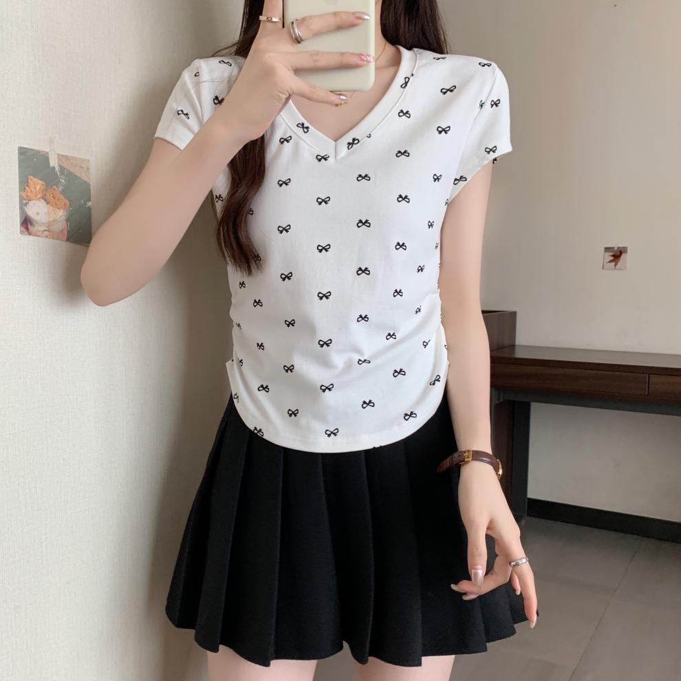 【tops】VネックプリントTシャツG21043