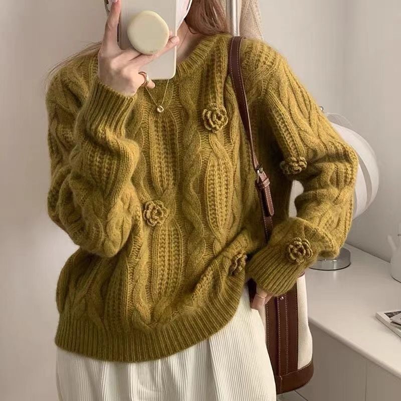 【tops】立体感バラニットトップス Q7251