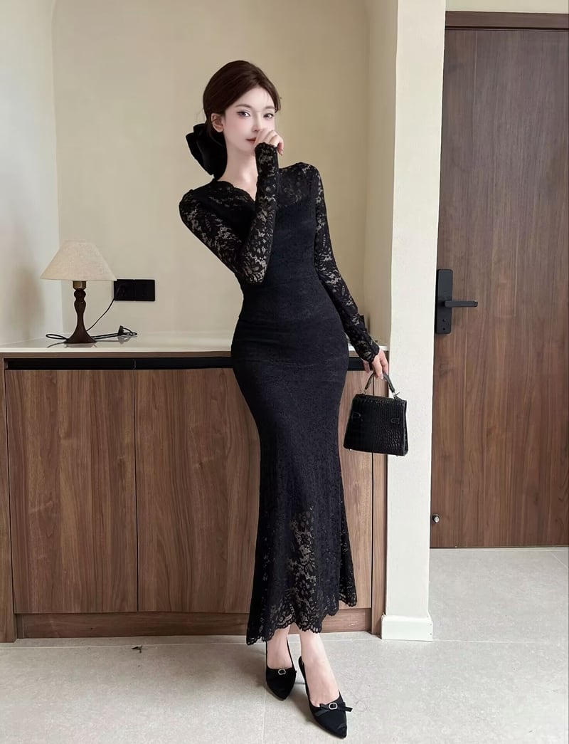 【dress】レースマーメイドワンピース　M28027
