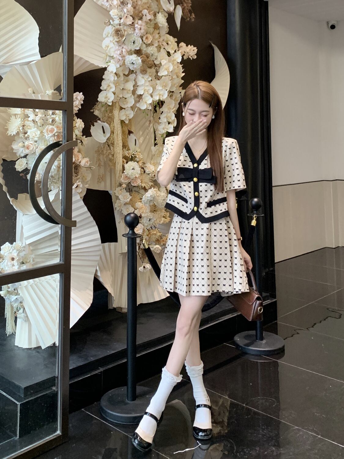 【set】リボントップス+スカート２点セットG20495