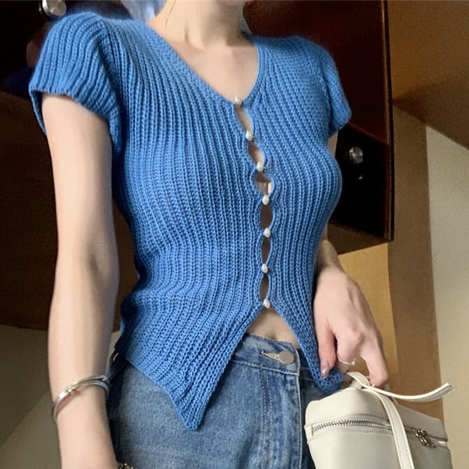 【tops】ニットトップス　M25045