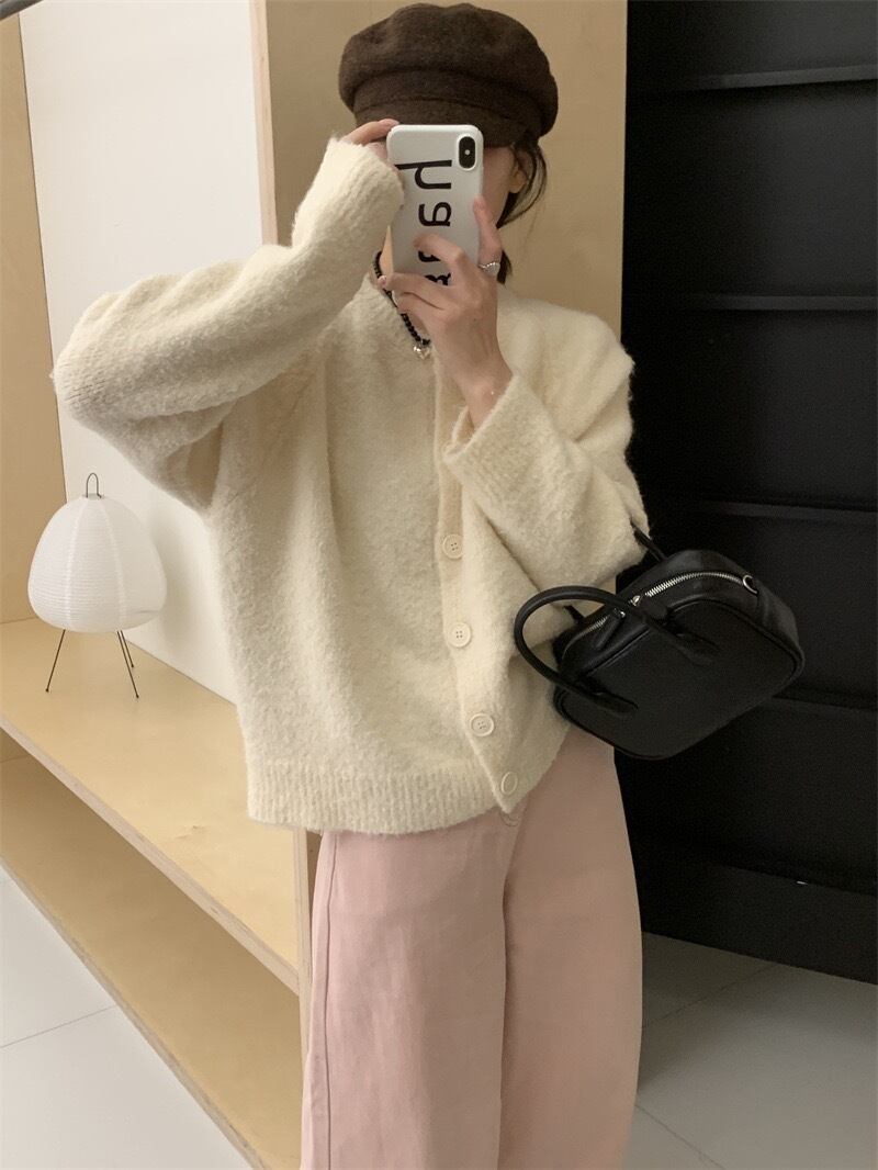 【outer】クルーネックニットカーデ　M18868
