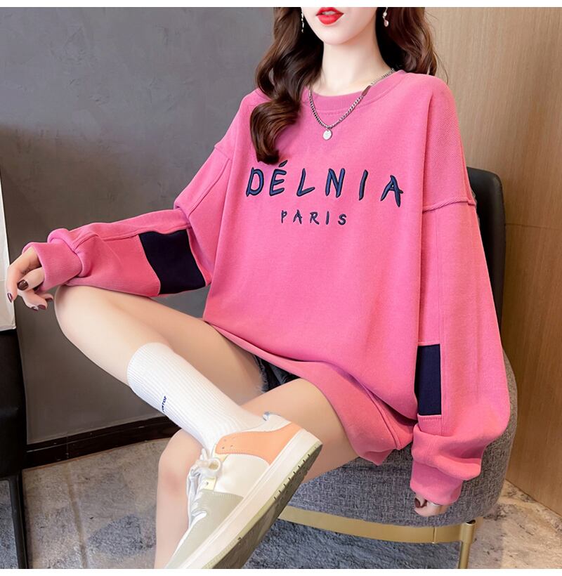 【tops】必ず目を引く秋新作〜3色ラウンドネック長袖ファッション配色英字柄着回しパーカーF0729