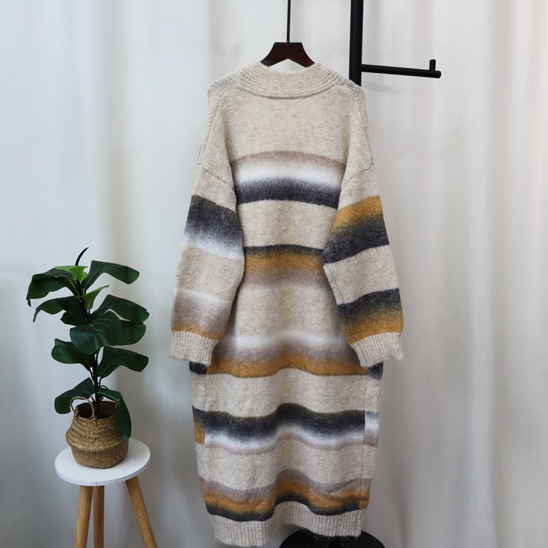 【outer】ボーダー柄ニットカーデ　M25595