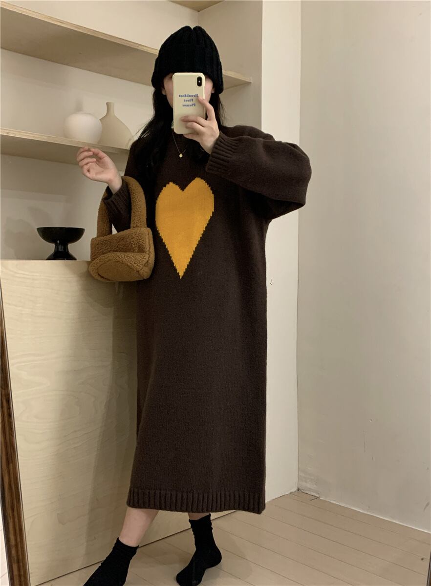 【dress】ハート柄ニットワンピース 　N2240