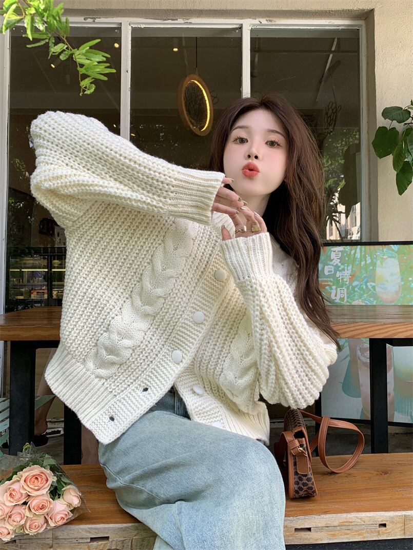 【outer】クルーネックニットカーデ　M18873