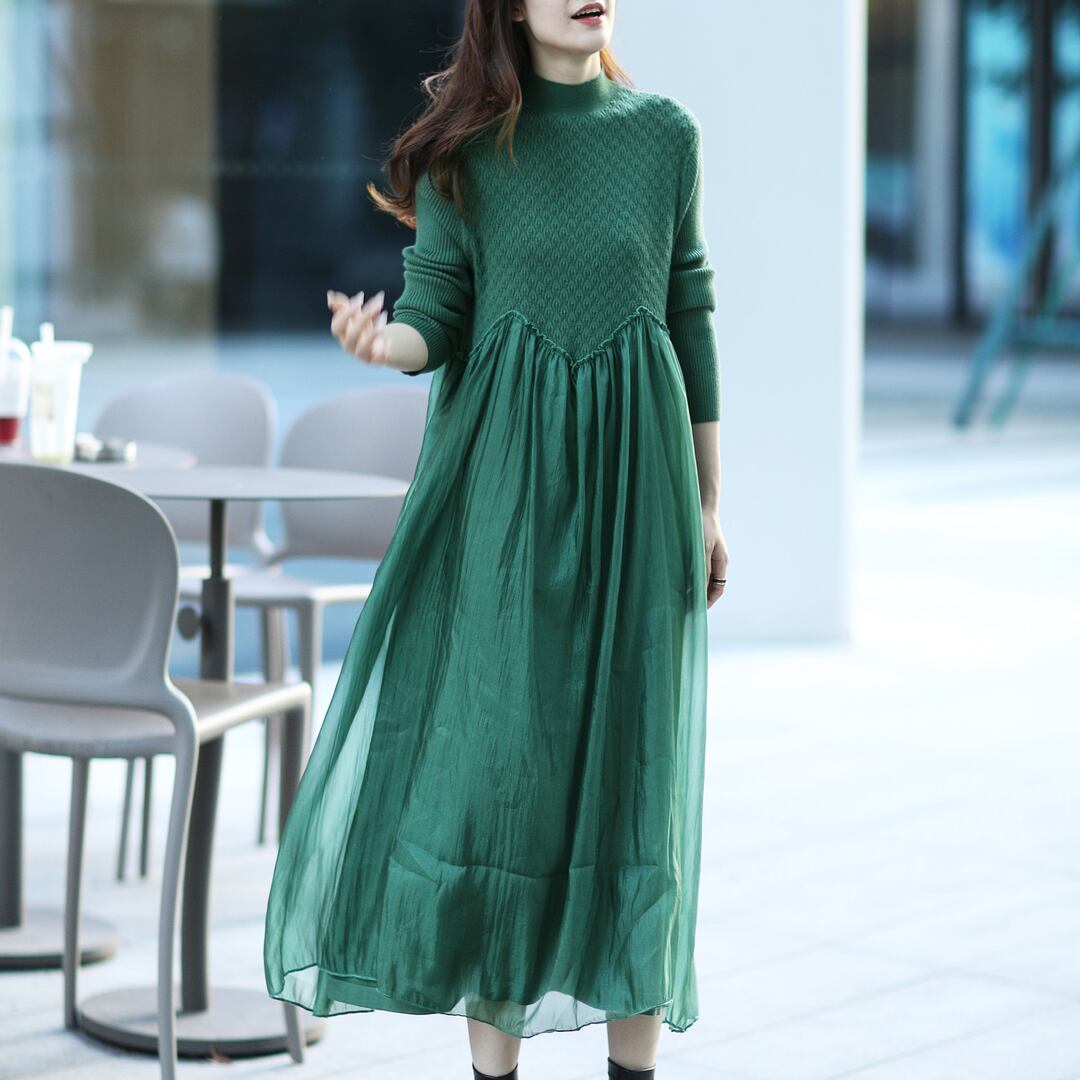 【dress】ドッキングニットワンピース　N2087