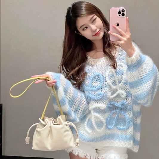 【tops】3色長袖ニットセーターF8032